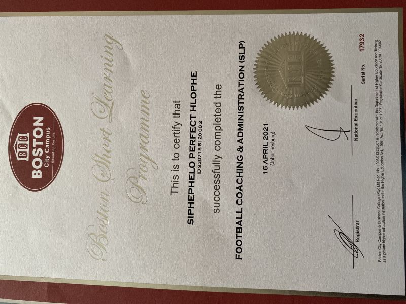 Football coaching and administration(short learning course)Boston City Campus
